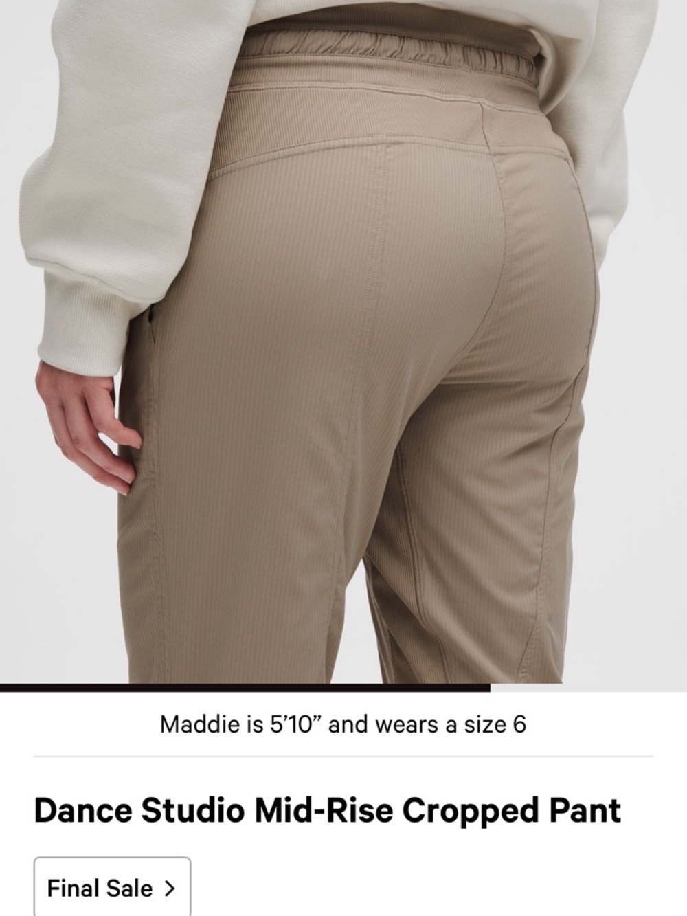 Lululemon Pant  women’s dance studio mid-Rise Cropped pant  in Light tan size 14 - Picture 15 of 16